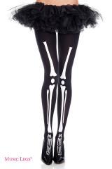 Music Legs: collant nero con disegno ossa.