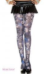 Music Legs: collant con motivo teschi.