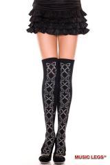 Music Legs: calze con motivo floreale e criss cross.