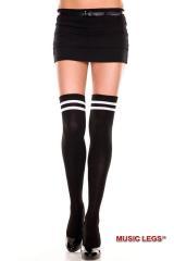 Music Legs: calze nere con righe bianche nella balza.