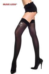 Music Legs: calze nere con teschio da pirata.