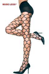 Music Legs: collant rete larga a tre fili.
