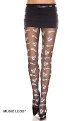 Music Legs: collant velati con scritte e disegno fantasmi.