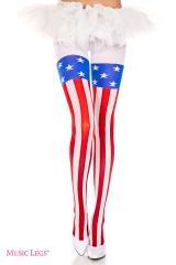 Music Legs: collant con disegno bandiera americana.