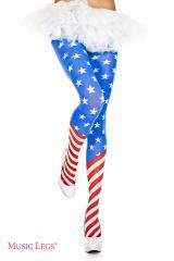 Music Legs: collant con disegno bandiera americana.