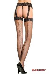Music Legs: collant aperti a rete con riga di cucitura. XL.