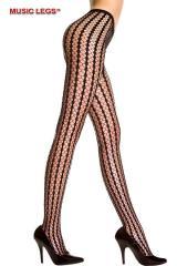 Music Legs: collant a rete esagonale con righe verticali.