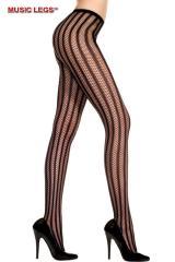 Music Legs: collant a rete con righe verticali ricamate.
