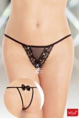 Softline - Slip aperto con strass fiocchetto.