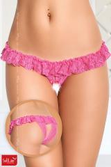 Softline - Slip in pizzo aperti al cavallo. Rosa.