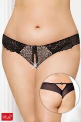 Softline - Tanga in microrete e pizzo - maculato.