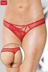 Softline - Slip con taglio asimmetrico e strass. Rosso.
