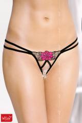 Softline - Slip aperto con rosa ricamata.