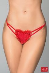 Tanga rosso con cuore in pizzo.