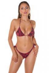 Bikini set 2 pezzi brasiliana con motivo pitonato. Rosso