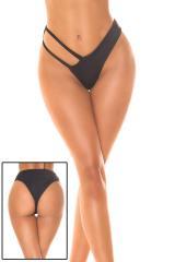 Slip bikini brasiliana con doppio fianchetto su un lato. NERO