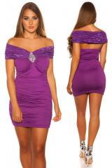 Miniabito con decoro in pietre glitterate. Viola.