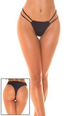 Tanga bikini Koucla con doppi fianchetti. Nero