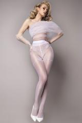 Collant bianco velato con ricami e lurex. Art. 580