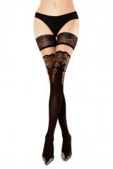 Calze autoreggenti nere/beige art. 220