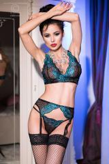 Bralette set 3 pezzi in pizzo. Nero/turchese
