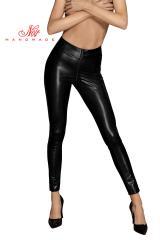 Leggings effetto bagnato trama serpente con cerniera.