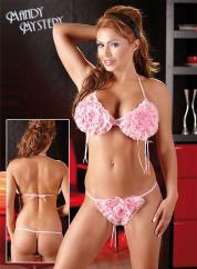 Completino intimo 2 pezzi con rose arruffate.