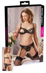 Completino intimo in pizzo con inserti apribili.