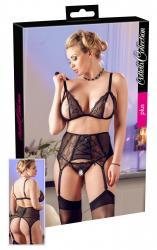 Set reggiseno, reggicalze e perizoma aperti.