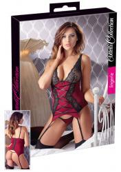 Guepiere rossa con pizzo + perizoma.