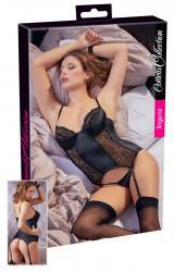 Guepiere in satin con inserti in pizzo.