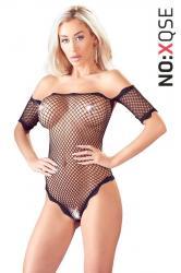 Body a rete con maniche corte e bordi in pizzo.