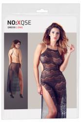 Abito lungo in tulle e pizzo.