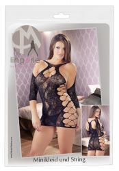 Chemise a rete ricamata con perizoma.