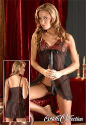 Babydoll con coppe ricamate + tanga.