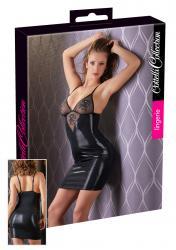 Vestito con inserti ricamati e strass.