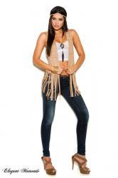 Gilet scamosciato con frange.