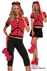 Costume topolina 5 pezzi. Include gonna e pinocchietti.