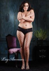 Leg Avenue: collant a rete con culotte integrate. XL