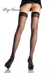 Leg Avenue: Calze con strass sulla riga posteriore. XL