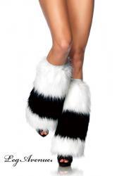 Leg Avenue: scaldamuscoli bianco/nero con pelo.