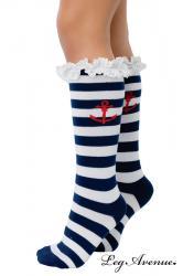 Leg Avenue Kids: calzini bimbo bianco/blu da marinaio.