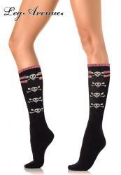 Leg Avenue: gambaletto nero/rosa con teschi.