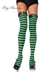 LEG AVENUE: calze a righe con fibbie sulla balza.