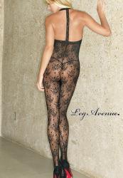 LEG AVENUE: Catsuit in pizzo schiena nuda.