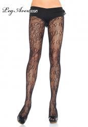 Leg Avenue: collant nero rete con disegno.