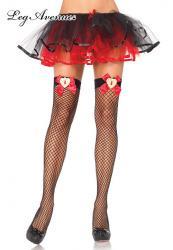 Leg Avenue: calze a rete con fiocchi e cuori.