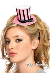 Leg Avenue: mini cappello in velluto con righe.