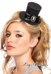 Leg Avenue: mini cappello glitterato con fiocco e cammeo.
