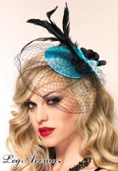 Leg Avenue Burlesque: molletta azzurra con fiori e piume.
